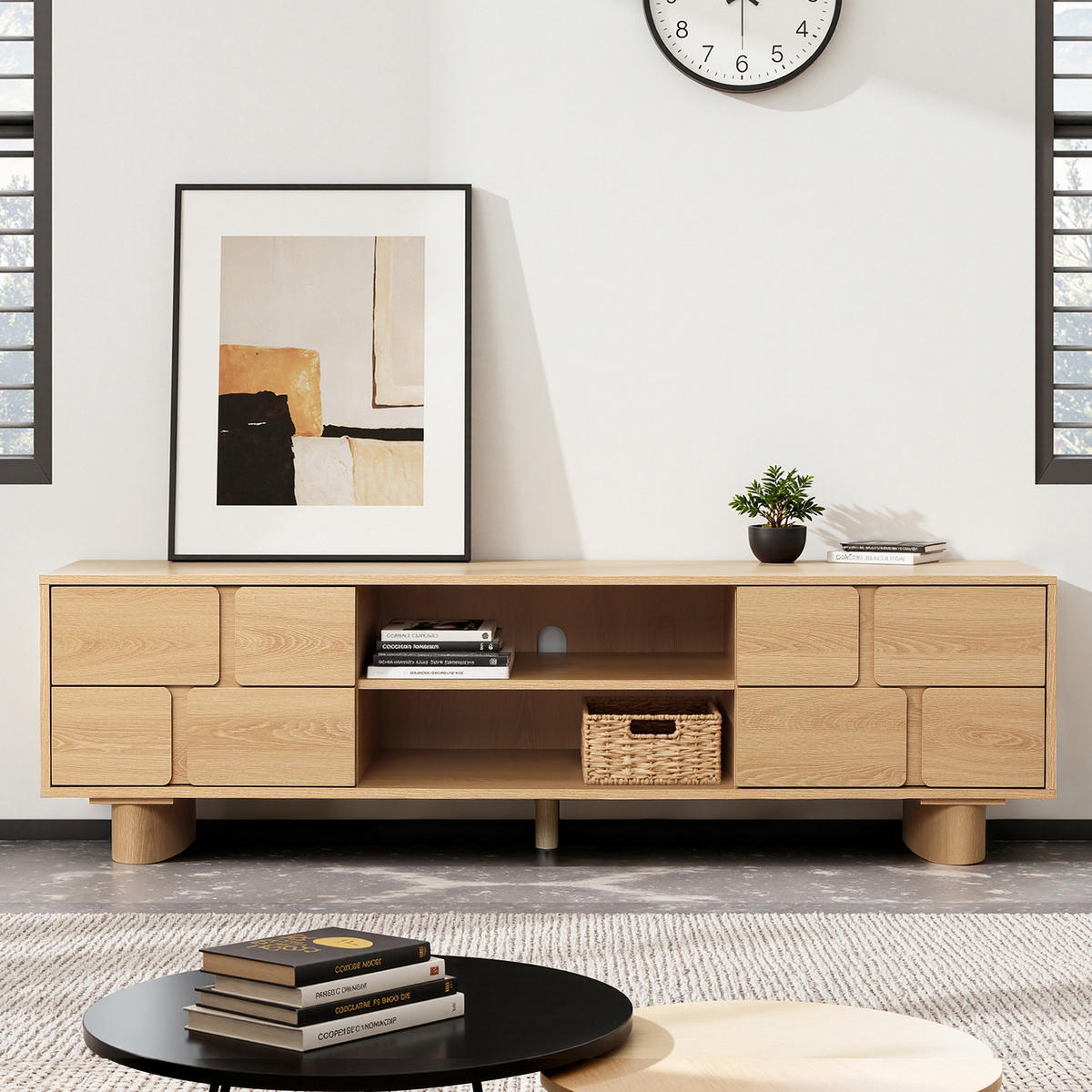 TV Lowboard, Holzwerkstoff | B160 x T39 x H45 cm - Eichefarben, Holzwerkstoff (160/45/39cm) - Hometopia