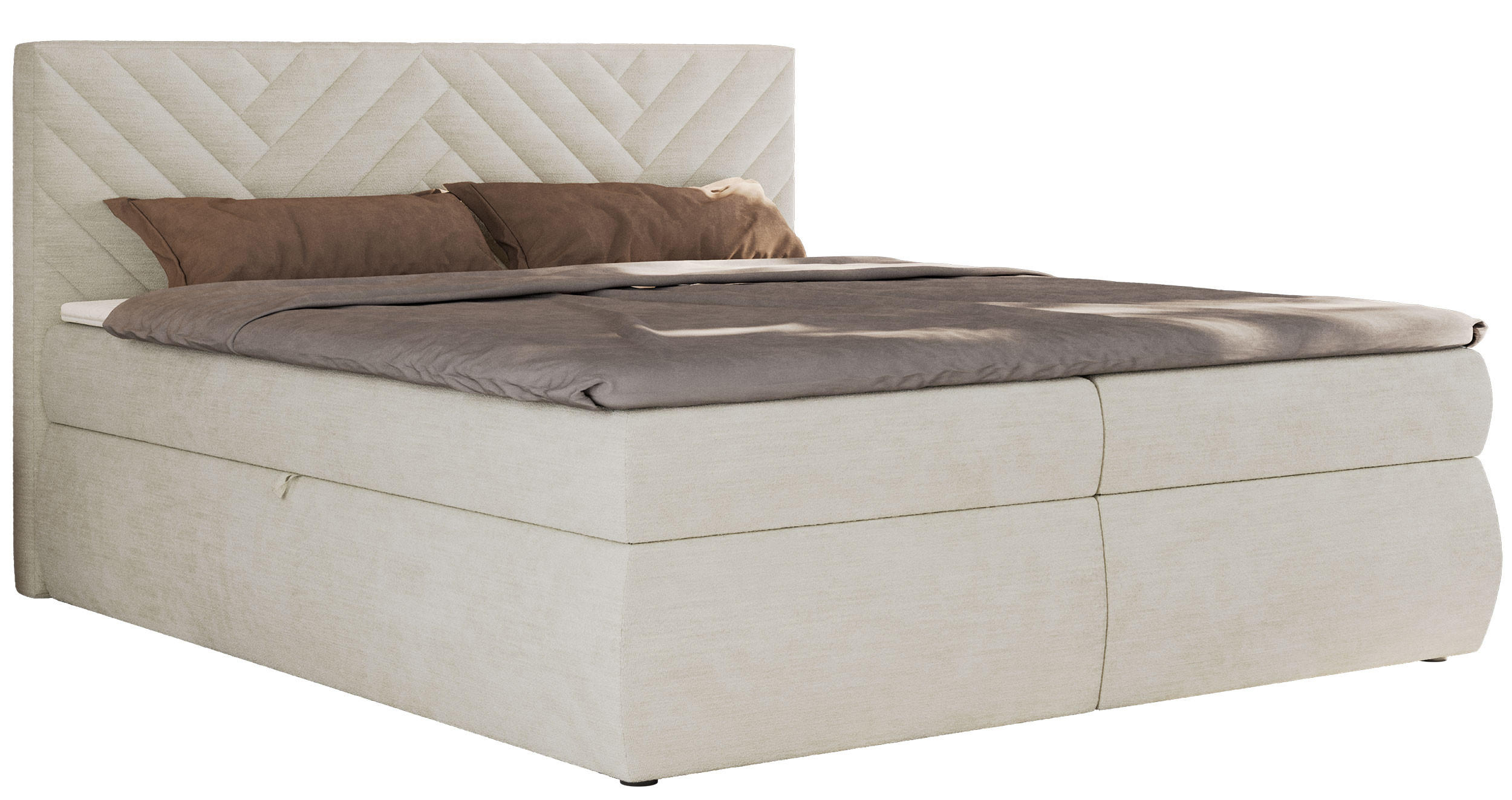 BOXBETT AVERTA 180/200 - Creme Schenille glatt - H4 - Creme, Textil (180/200cm) - MKS