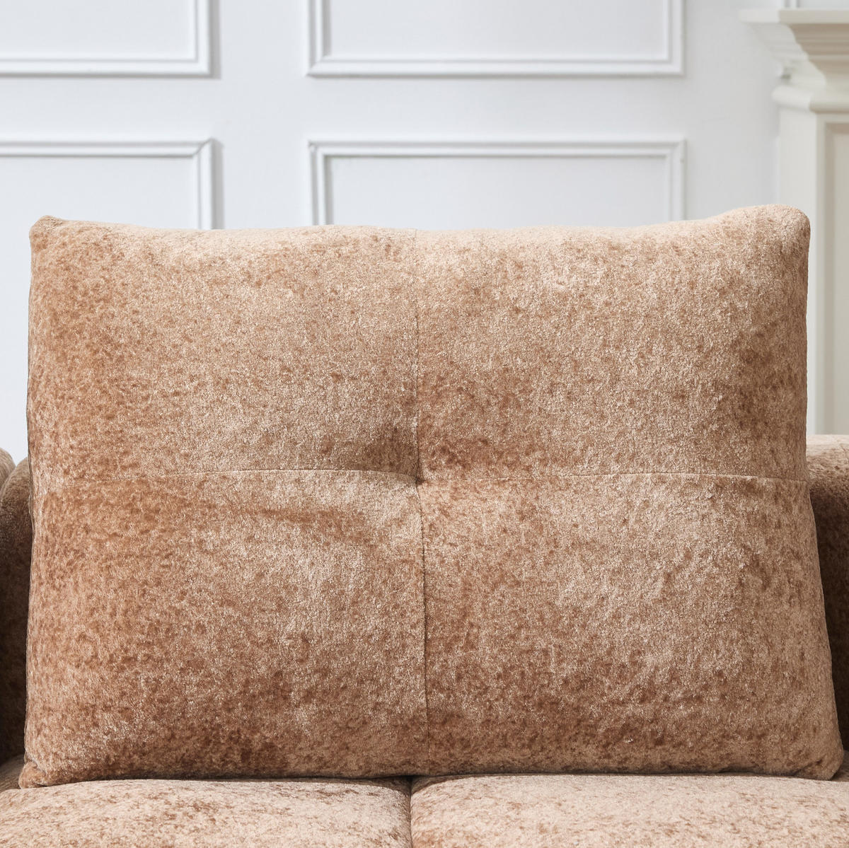ECKSOFA 258 cm mit Becherhaltern, tiefem Sitzkomfort und Chenille-Bezug, Hellbraun - Hellbraun, Textil (258/163cm) - Redom