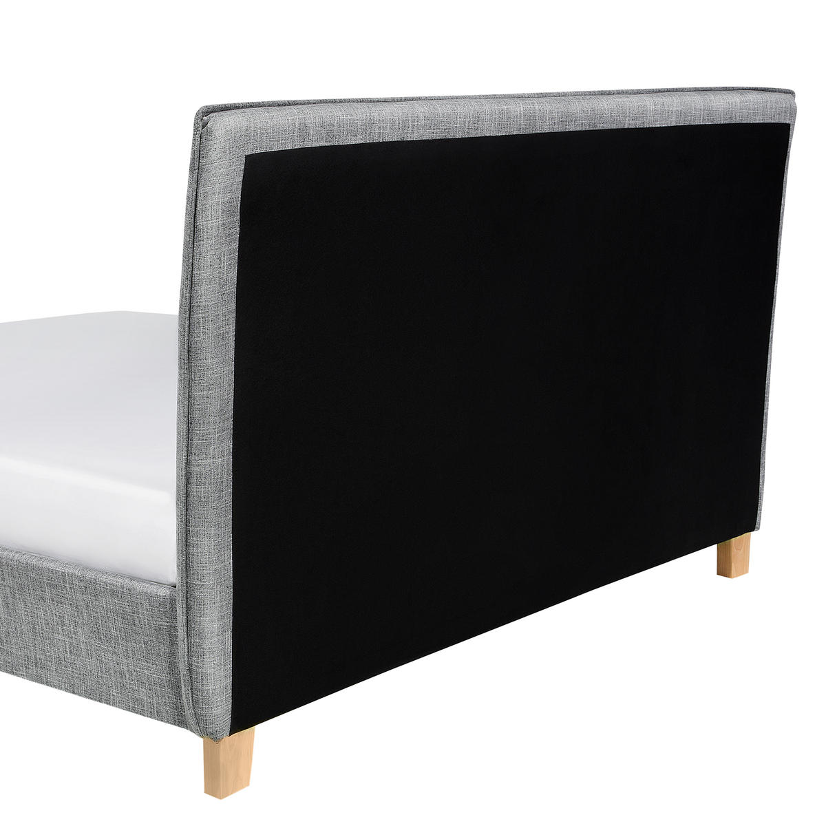 KLÄDD SÄNG med ribbotten 160x200 cm grå Sennez - Ljusgrå, Textil (160/200cm) - Beliani