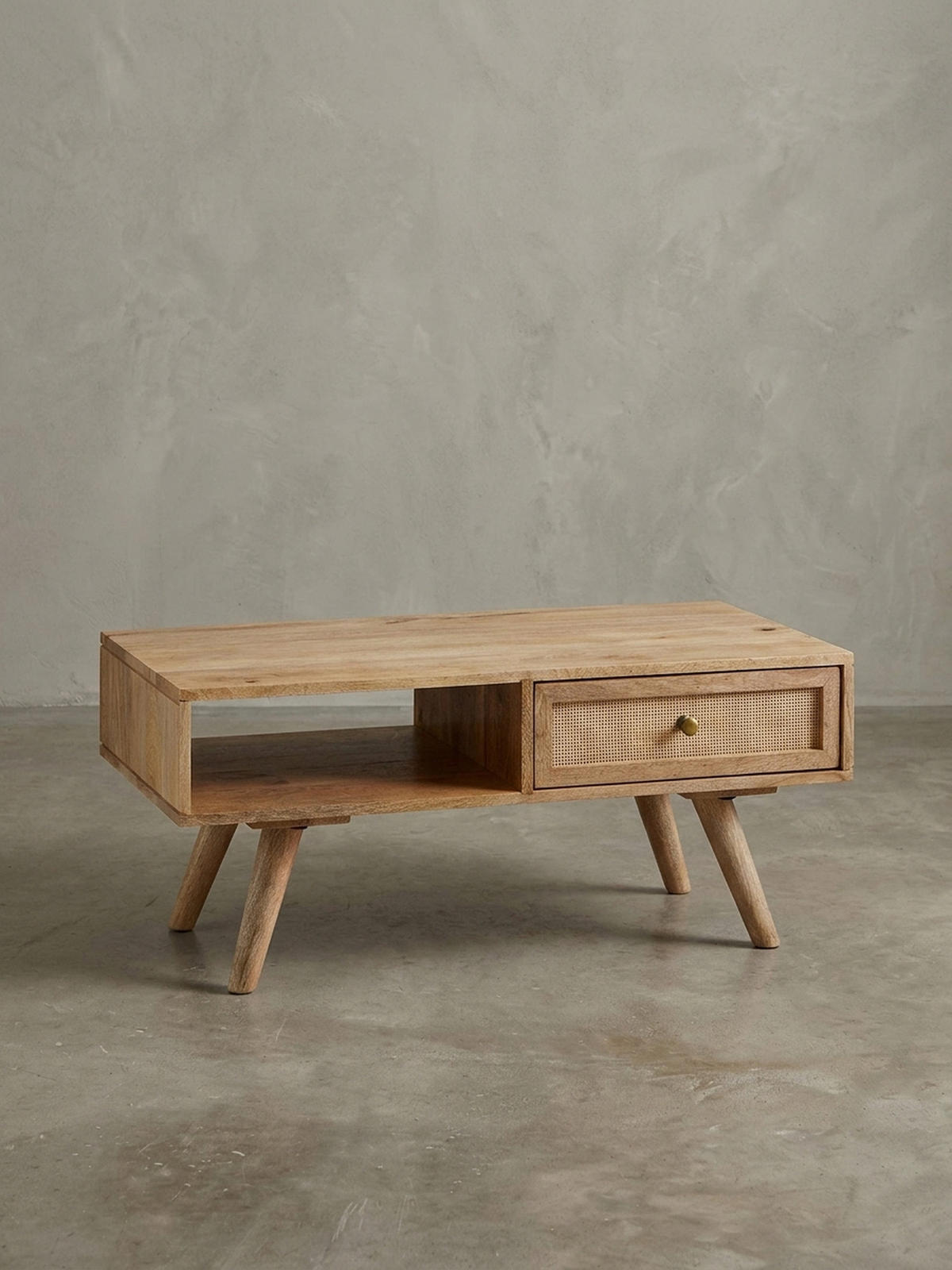 COUCHTISCH Mango-Holz Massiv mit Ablagefläche - Beige/Braun, Holz/Metall (45/90/40cm) - KADIMA DESIGN