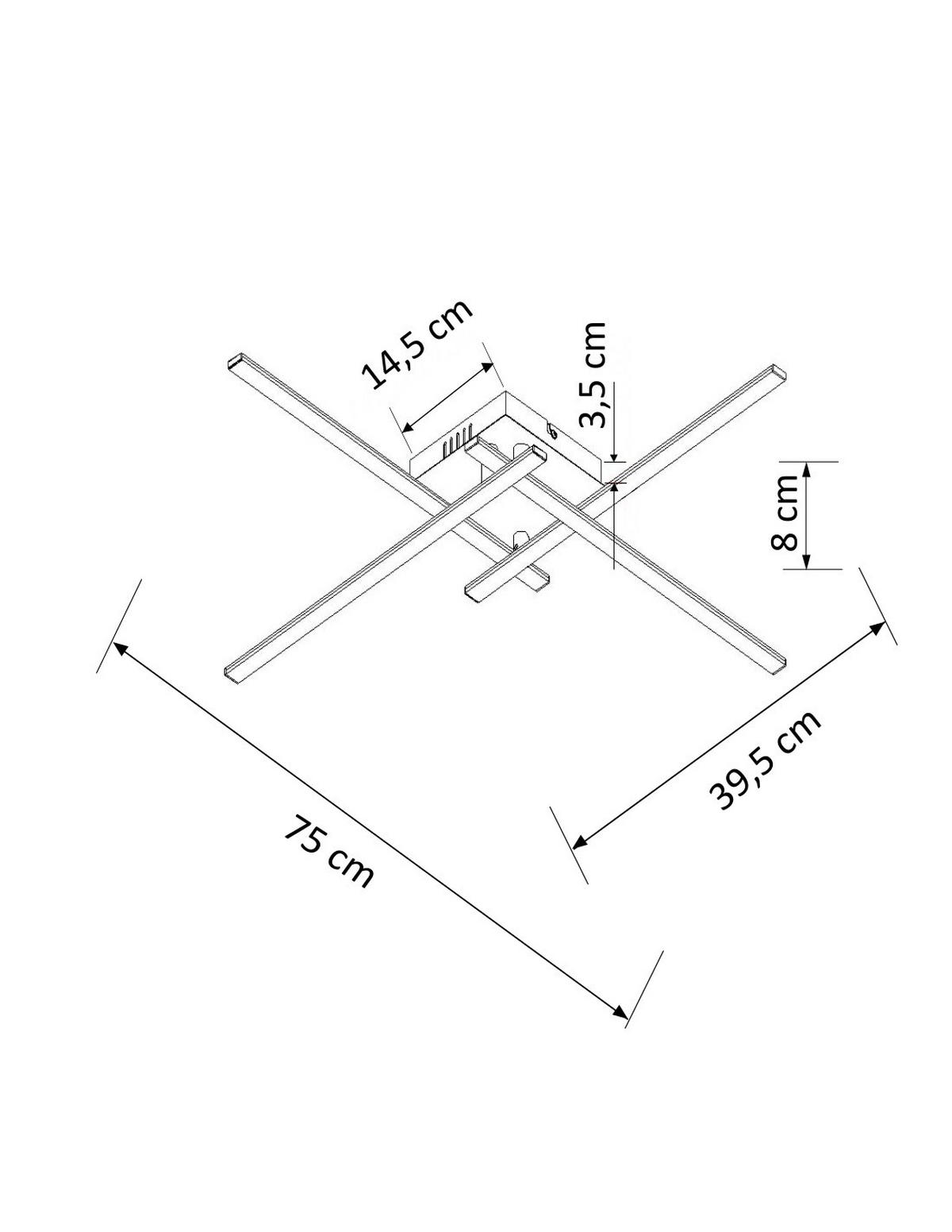 DECKENLEUCHTE YUNA, Nickel, 75cm - Nickelfarben, Metall (75/75/8.5cm) - KOSILUM