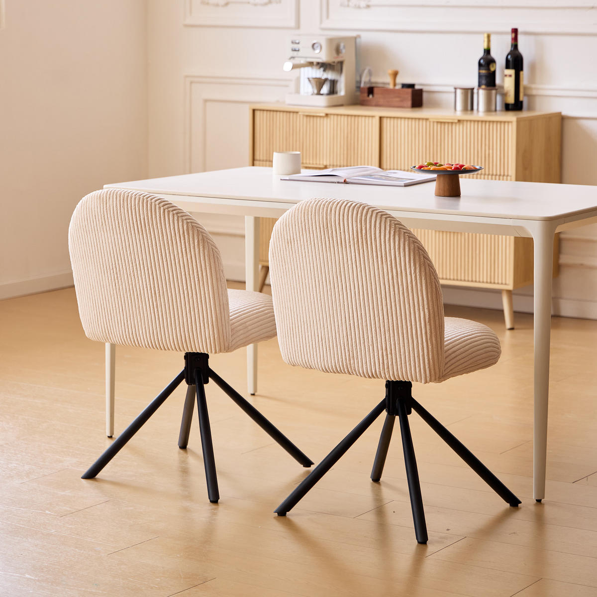 STUHL 2er-Set Kord Beige - Beige, Holz (59.5/81.5/46cm) - Nordlys