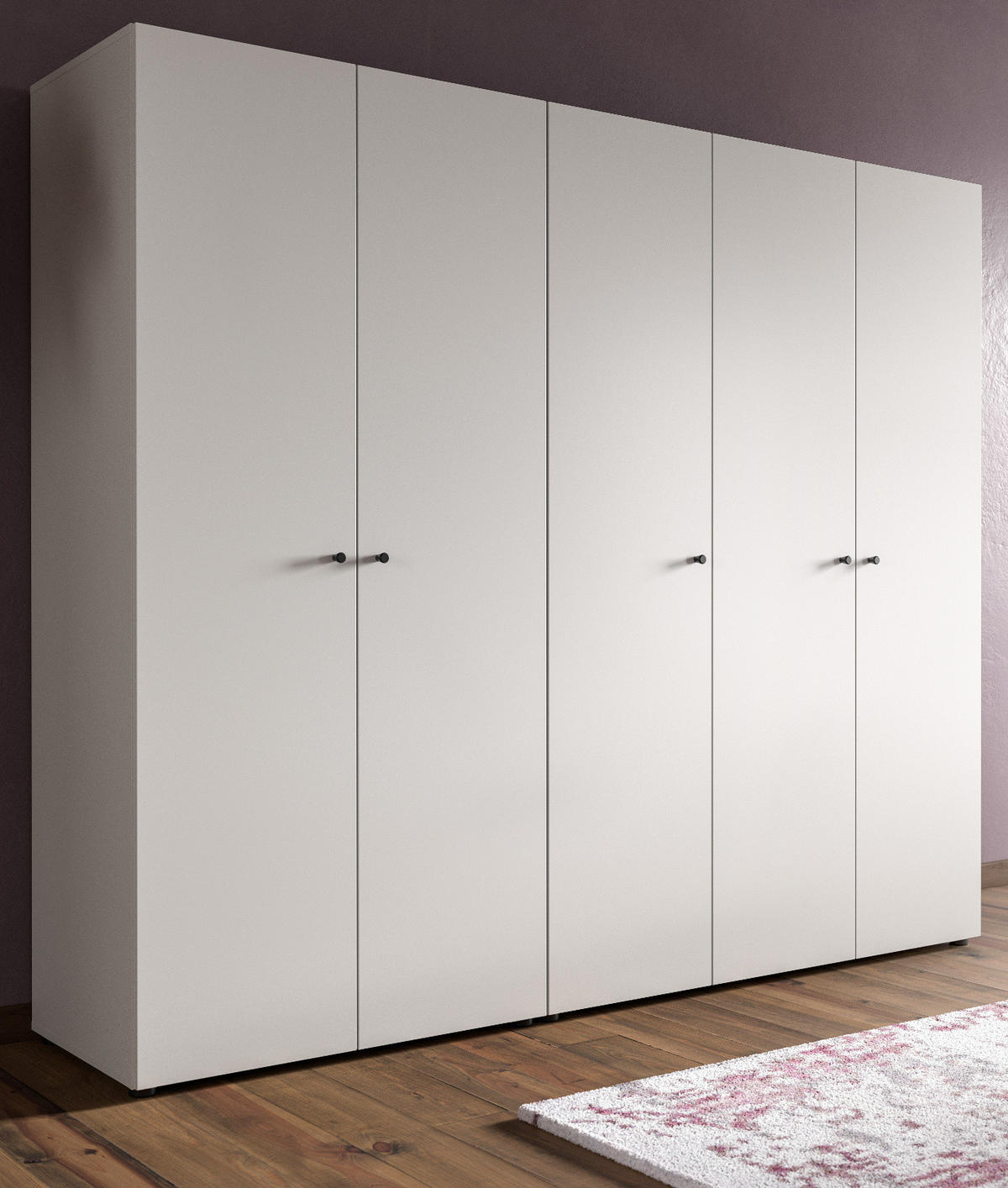 KLEIDERSCHRANK weiß 5-türig 200 cm, Drehtürenschrank mit zusätzlichen Einlegeböden - Schwarz/Weiß, Holzwerkstoff/Kunststoff (200/176/51cm) - Inn.Furn