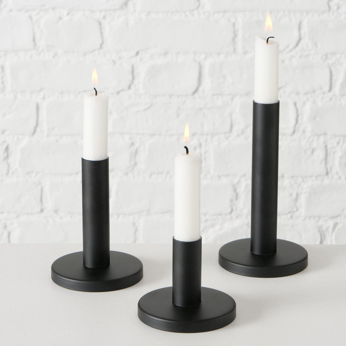 METALLKERZENHALTER 3er Set Malko - Schwarz, Metall (9/16/9cm) - Boltze Home