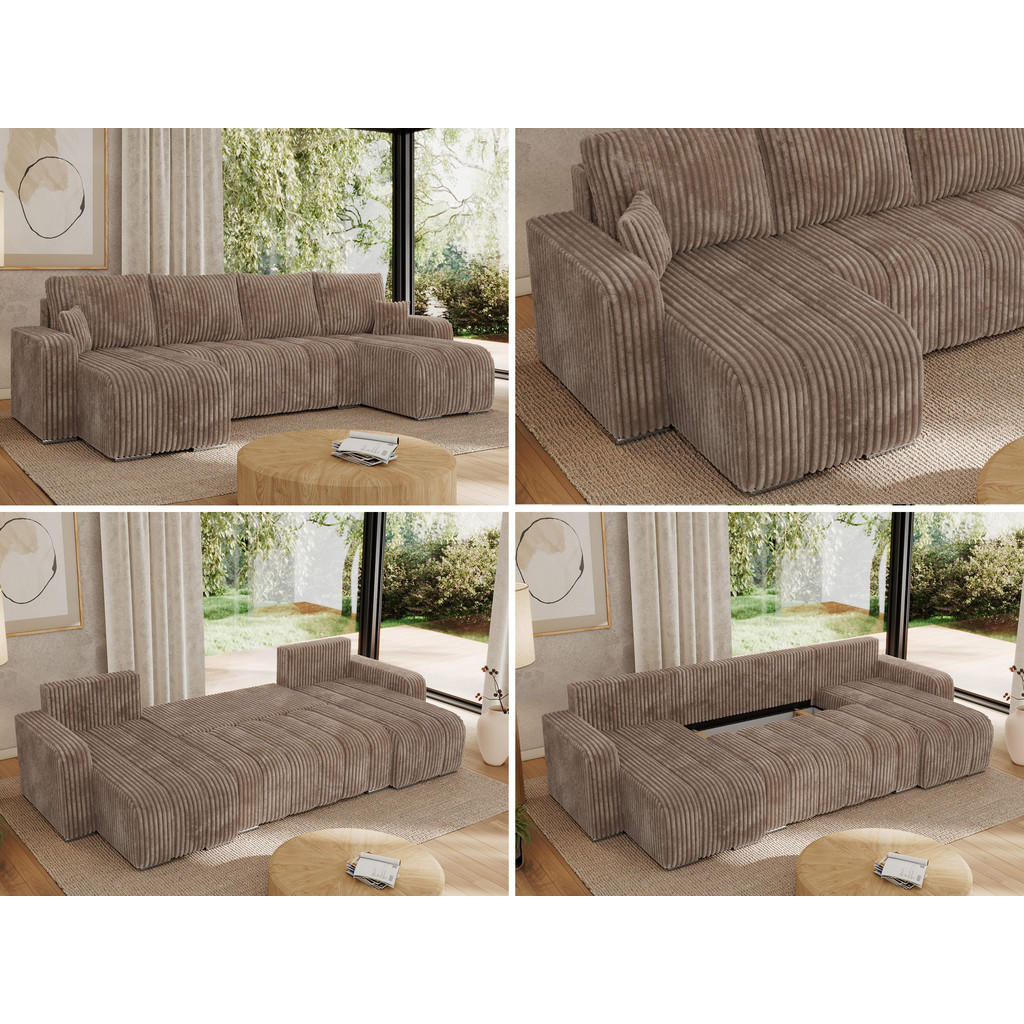 Thumbnail - MKS Wohnlandschaft, Braun, Textil, 5-Sitzer, U-Form, 320x86x147 cm, Wohnzimmer, Sofas & Couches, Wohnlandschaften, Wohnl...