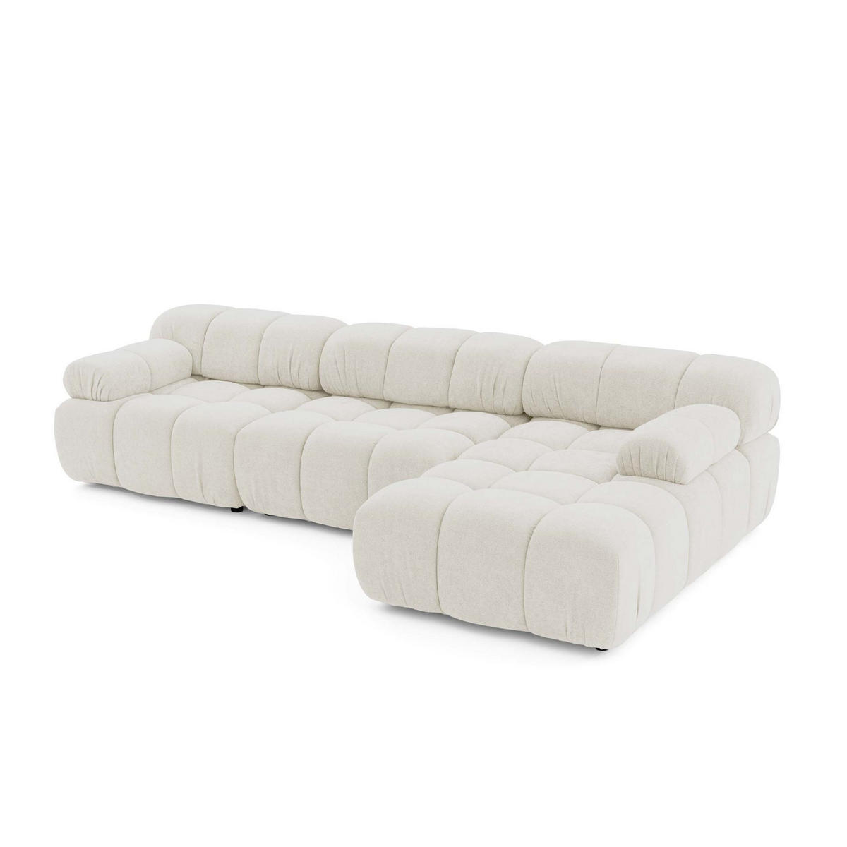 MODULARES Ecksofa MOMENTUM L, Rechts, Breite 282 cm, strukturierter Stoff, Weiß - Chromfarben/Weiß, Holz/Textil (155/282cm) - Muffo