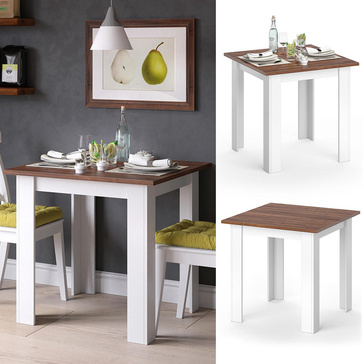 ESSTISCH Karlos Nussbaum 80 x 80 cm - Walnussfarben, Holzwerkstoff (80/80/76.6cm) - Vicco