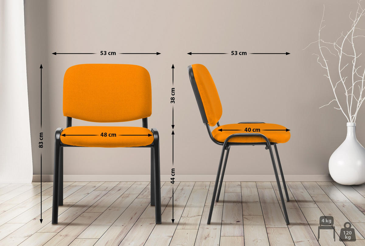 BESUCHERSTUHL Stoff orange - Orange, Textil/Metall (53/83/53cm) - CLP