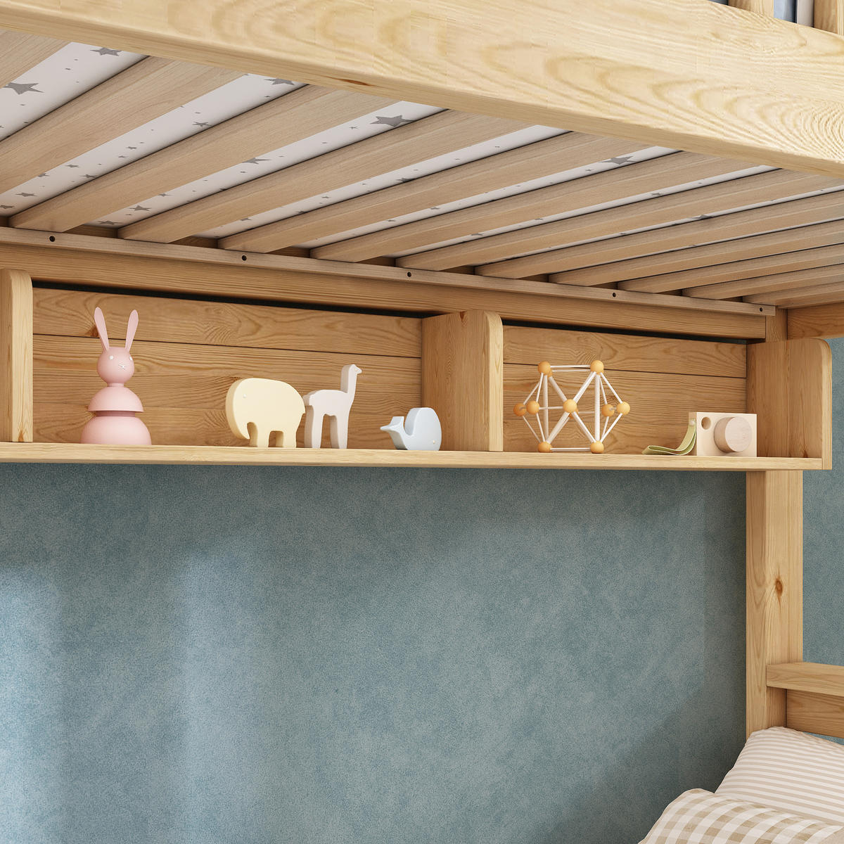 ETAGENBETT 90x200/140x200 cm Natur mit Treppenschrank - Beige/Naturfarben, Holz (140/200cm) - FLIEKS