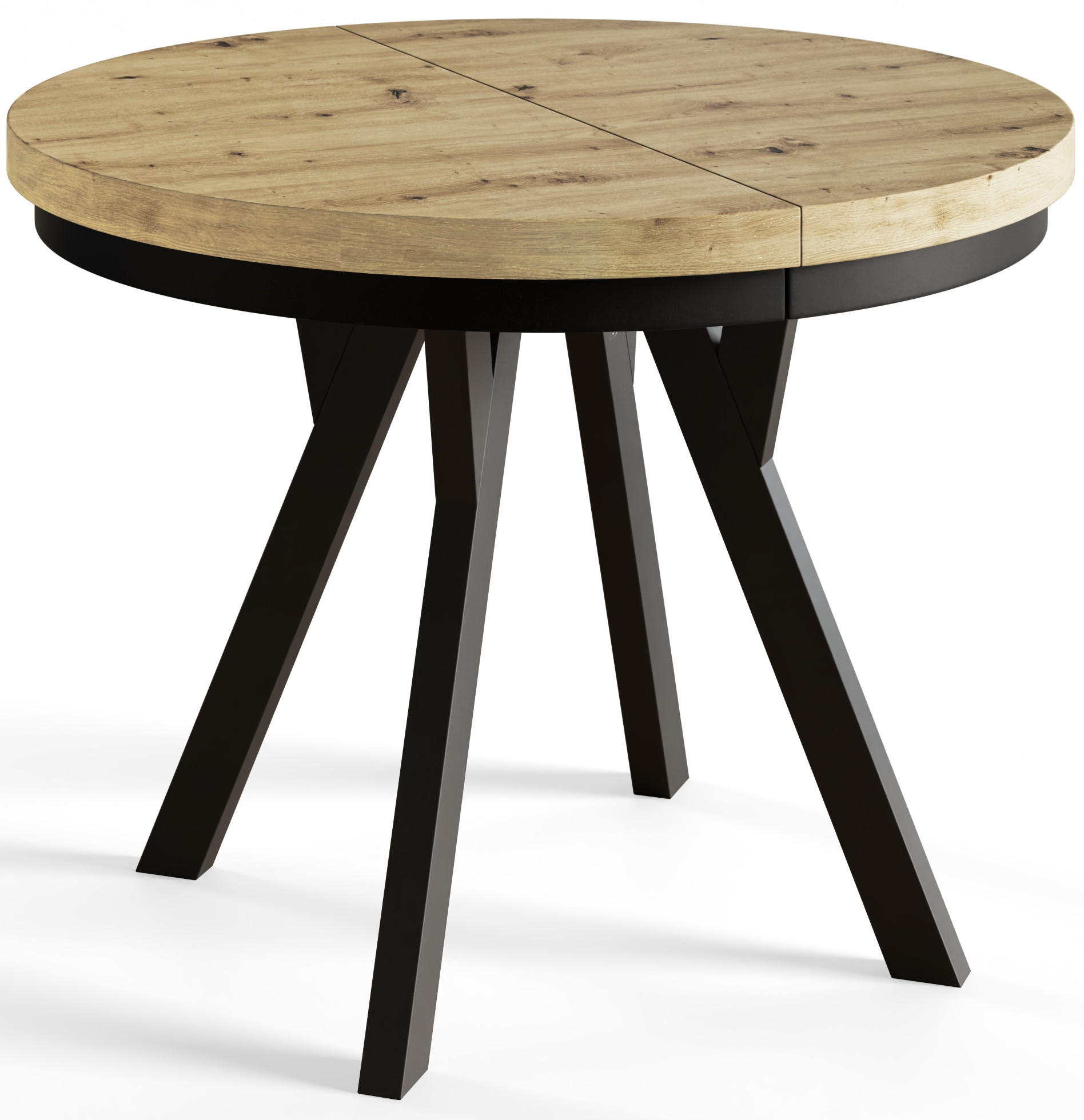 ESSZIMMERTISCH EVO, ausziehbarer Tisch 110 cm bis 210 cm, Farbe: ARTISAN, mit Holzbeinen in Farbe Schwarz - Hellbraun/Schwarz, Holzwerkstoff (110/110/77cm) - Alpi-Möbel