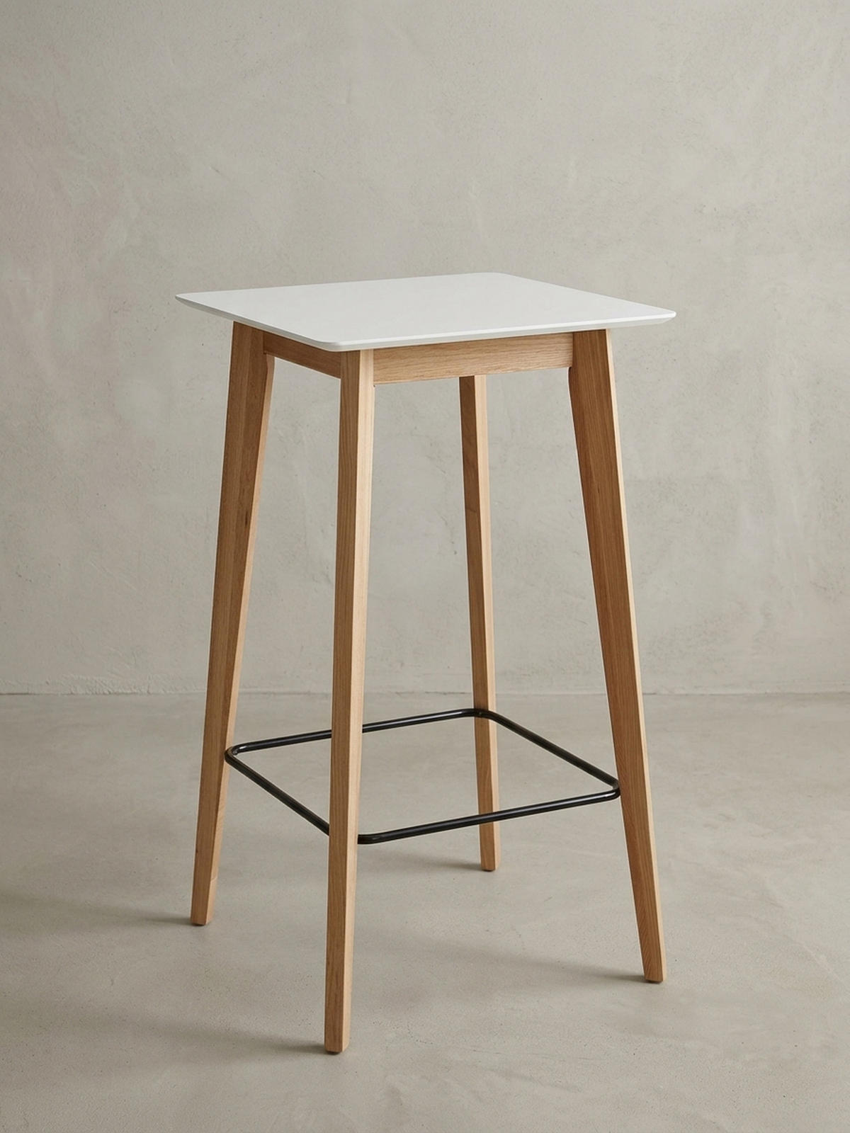 BARTISCH – Skandinavisch, Eichenbeine, quadratisch, 50 kg Belastbarkeit - Weiß/Braun, Eichenholz/Holz (60/60/110cm) - KADIMA DESIGN