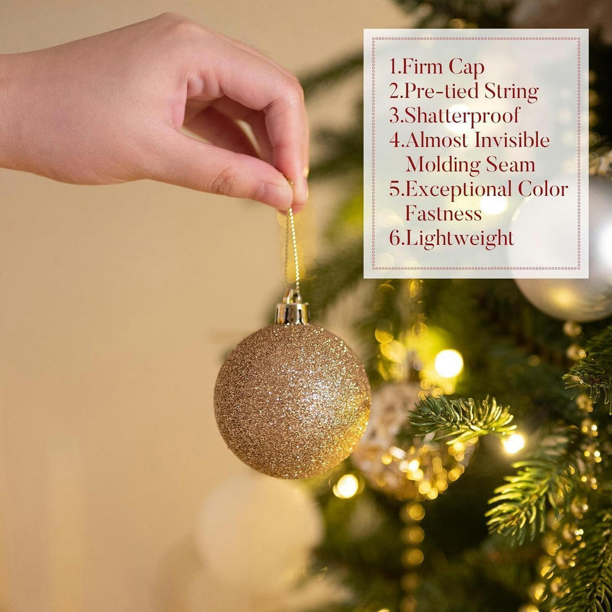 WEIHNACHTSKUGELN 50er Set Kunststoff Weiß Gold 5 cm - Multicolor, Kunststoff (6/6/6cm)