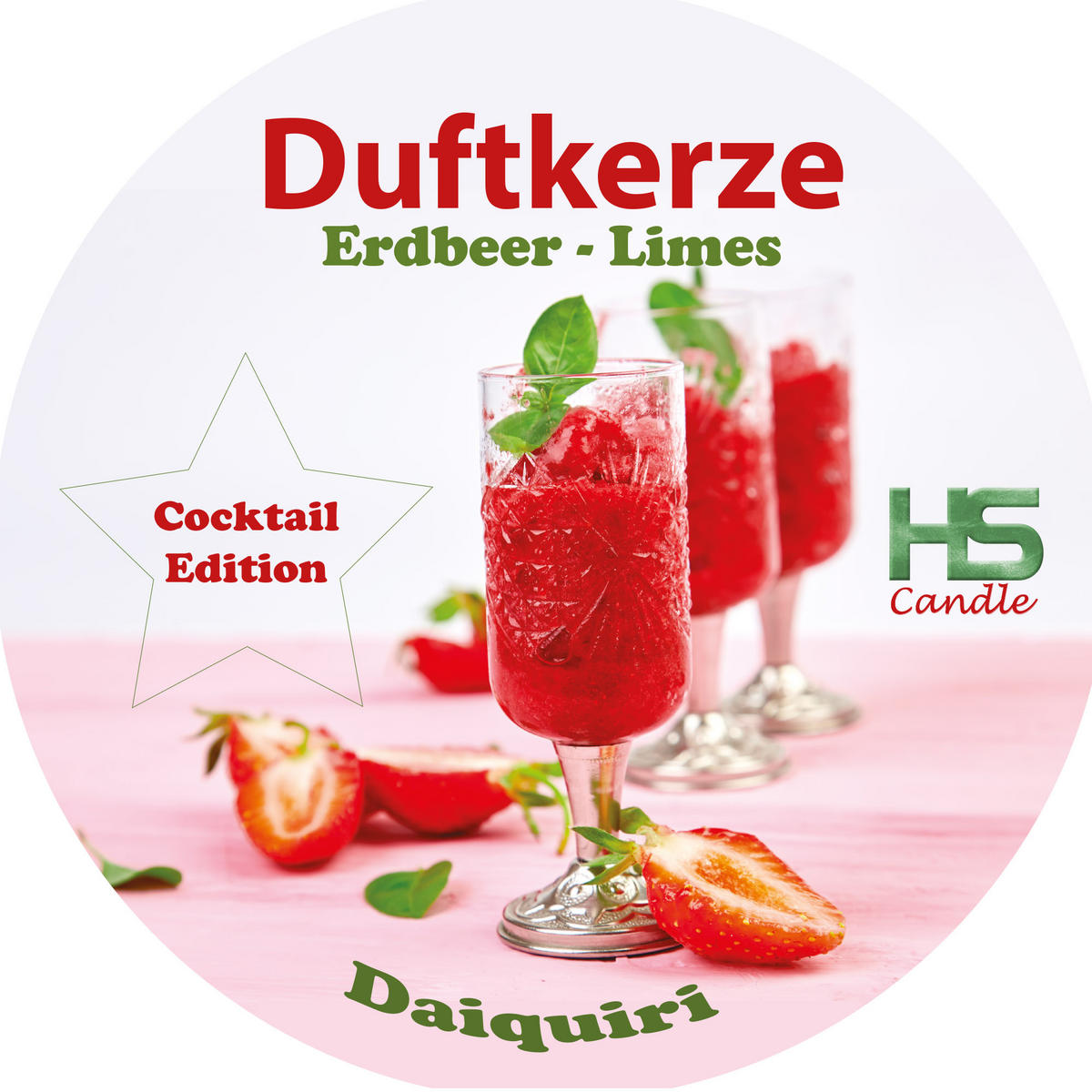 DUFTKERZE "Cocktail Edition" Daiquiri Strawberry - Rot, Naturmaterialien (13/8cm)
