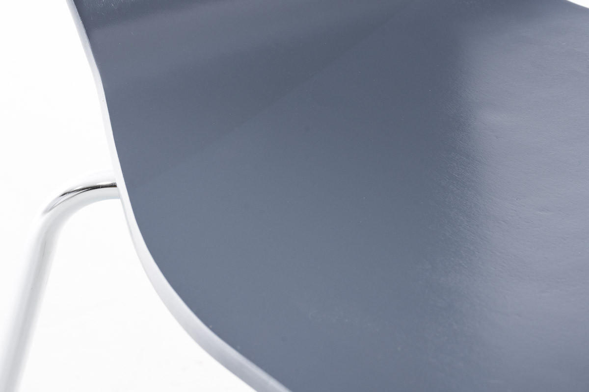 BESUCHERSTUHL Jaron mit Holzsitz und Metallgestell, Farbe: Grau - Chromfarben/Grau, Holz/Metall (43/84/50cm) - TPFLiving