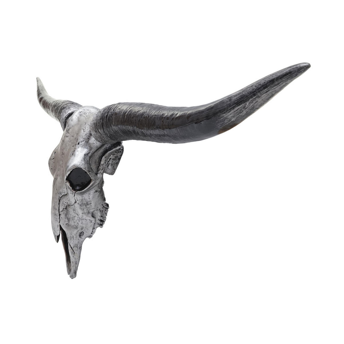 DEKO SCHÄDEL STIER Silbergrau - Grau, Stein (132/56/15cm) - MCW