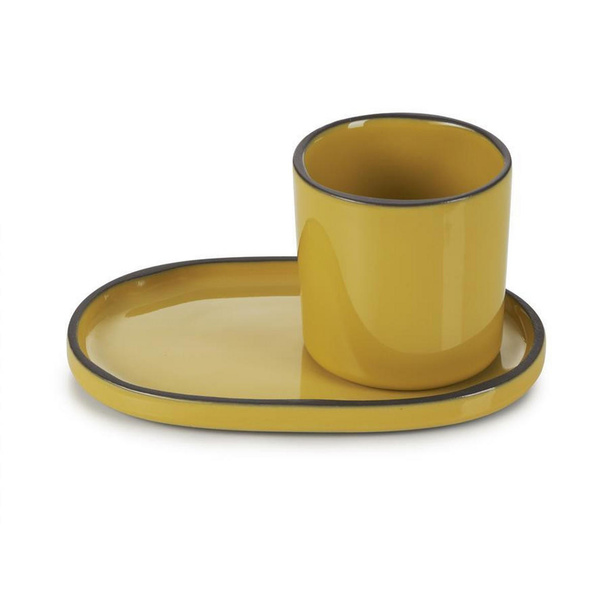 UNTERTASSE CARACTERE 13,5 x 8,3 x 1,2 cm Kurkuma - Hellbraun, Keramik (13.5/8.3/1.2cm) - Revol Porcelaine France
