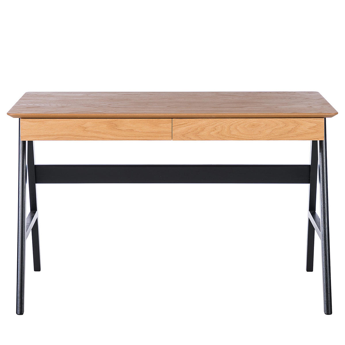 SCHREIBTISCH - Eiche teilmassiv - Eichefarben/Schwarz, Holz/Holzwerkstoff (70/120/75cm) - home24