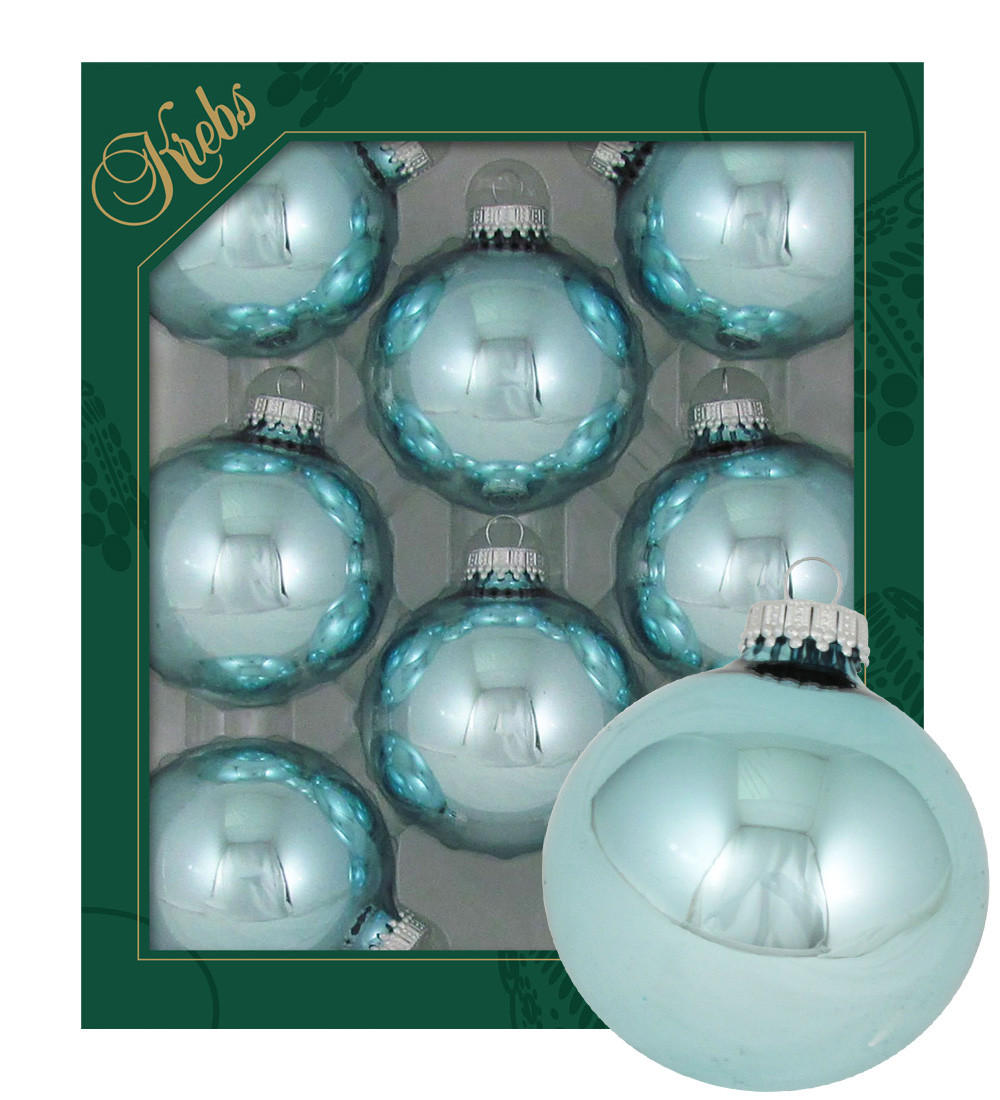 CHRISTBAUMKUGELN Uni-Design Leonora Blau 7cm (Glas / 8 Stk.) - Blau, Glas (7/7/7cm) - Krebs Glas Lauscha