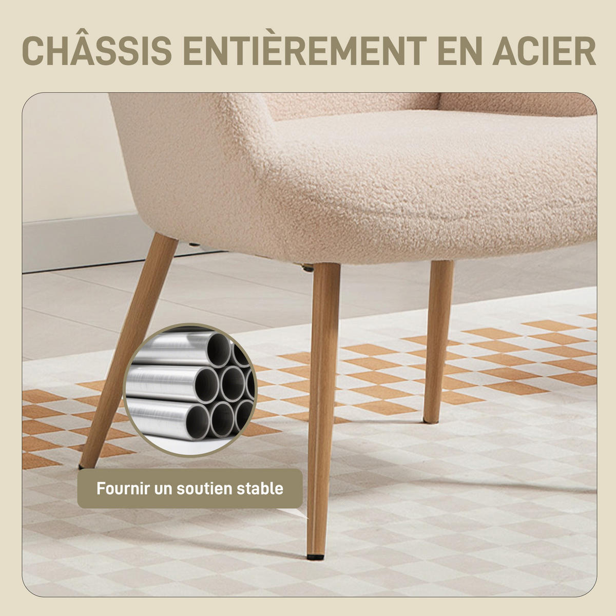 SESSEL PANG-T8K4M2 Beige - Beige, Metall (71/97.5/74cm) - PANGIVO