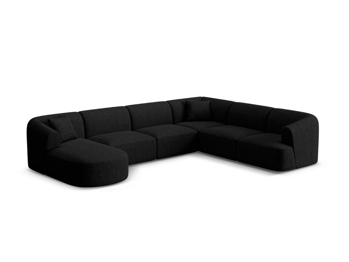 MODULARES-PANORAMASOFA rechts Campi aus strukturiertem Stoff schwarz 7 Sitzplätze - Schwarz, Textil (255/70/330cm) - Cosmopolitan Design