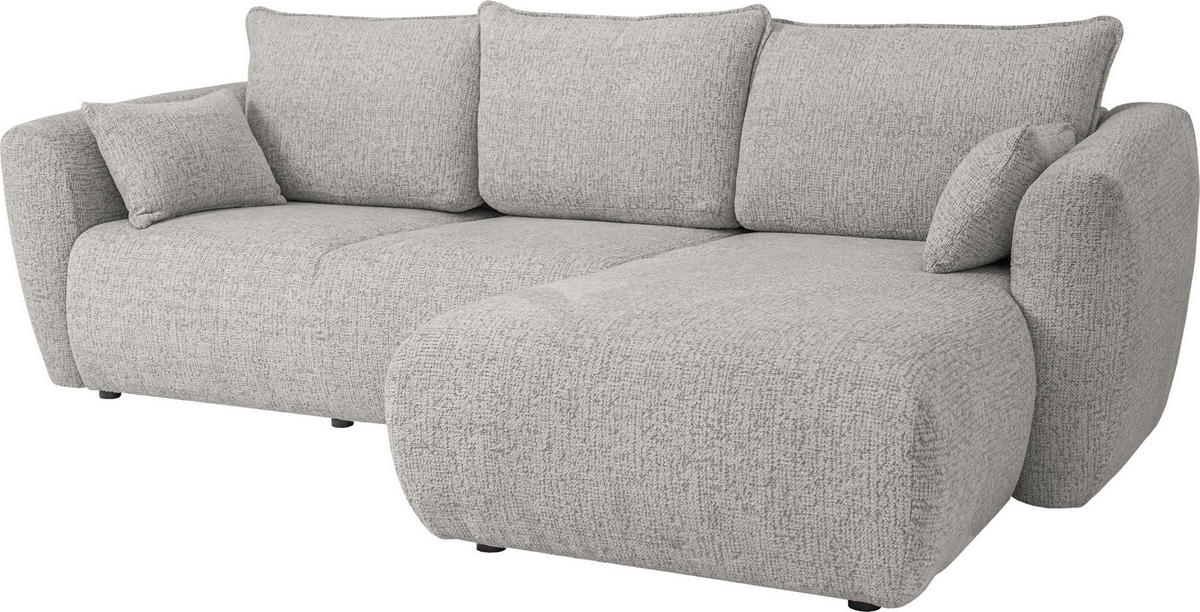 ECKSOFA Fabio mit Bettkasten, Strukturiert Grau 255/165/91 cm - Schwarz/Grau, Textil (255/165cm) - WFL GROUP