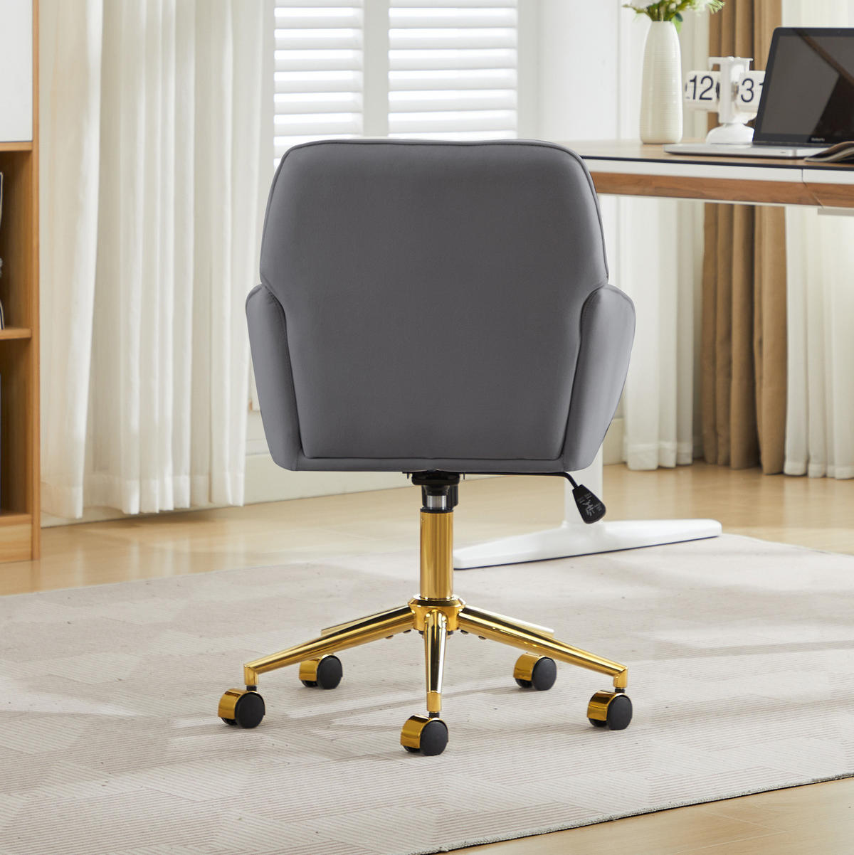 BÜRODREHSTUHL höhenverstellbar Samt Grau - Grau, Metall (60/97/62cm) - Meubliv