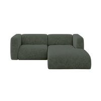 ECKSOFA Ottomane Rechts MIRA-L1 227x179x89 Grün Velours - Schwarz/Grün, Holzwerkstoff/Kunststoff (227/179cm) - ALTDECOR
