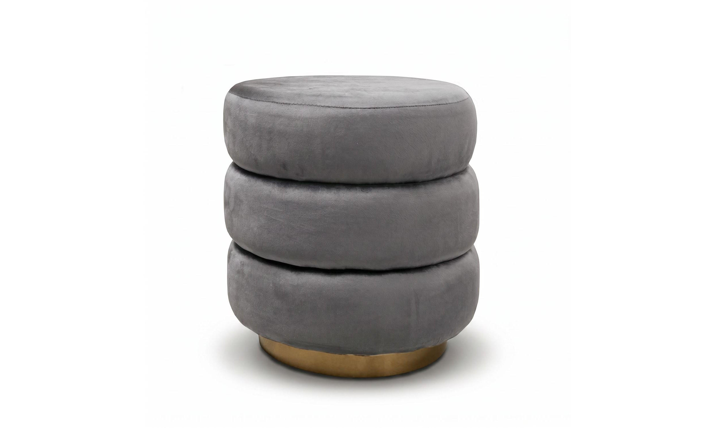 HOCKER LUCIA 38/38/42 cm Grau - Goldfarben/Grau, Textil/Metall (38/42/38cm) - Lookway