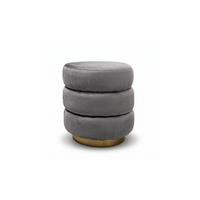 HOCKER LUCIA 38/38/42 cm Grau - Goldfarben/Grau, Textil/Metall (38/42/38cm) - Lookway