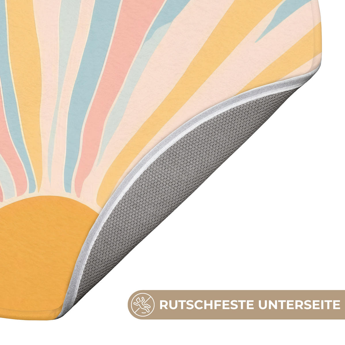 BADEMATTE Illustration - Sonne - Pastellfarben 70x70 cm - Pastellblau, Kunststoff/Textil (70/70cm)