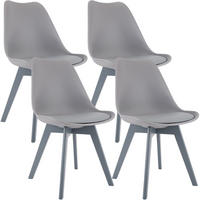 STUHL 4er Set Kunststoff grau/grau - Eukalyptusholzfarben/Grau, Holz/Kunststoff (49/83/50cm) - CLP