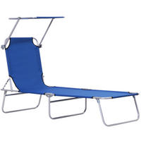 SONNENLIEGE aus Metall 187x58x36 cm Blau mit Sonnendach, klappbar und 4-fach verstellbarer Rückenlehne - Blau, Metall (58/36/187cm) - Modfu