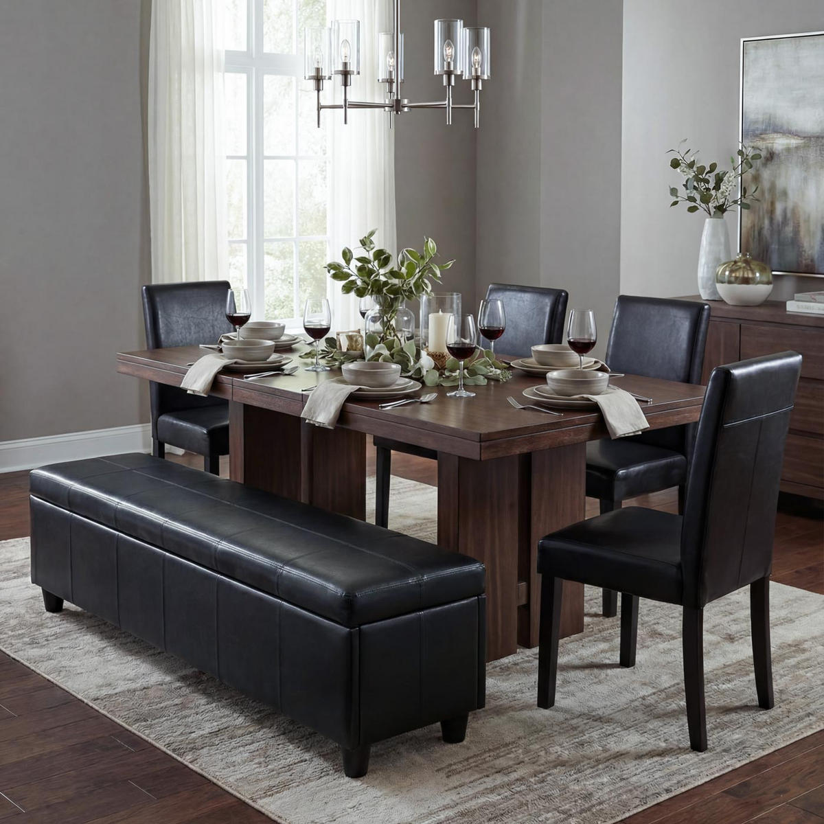 GARNITUR XXL Schwarz 5-teilig-Set - Schwarz, Textil (48/90/56cm) - MCW