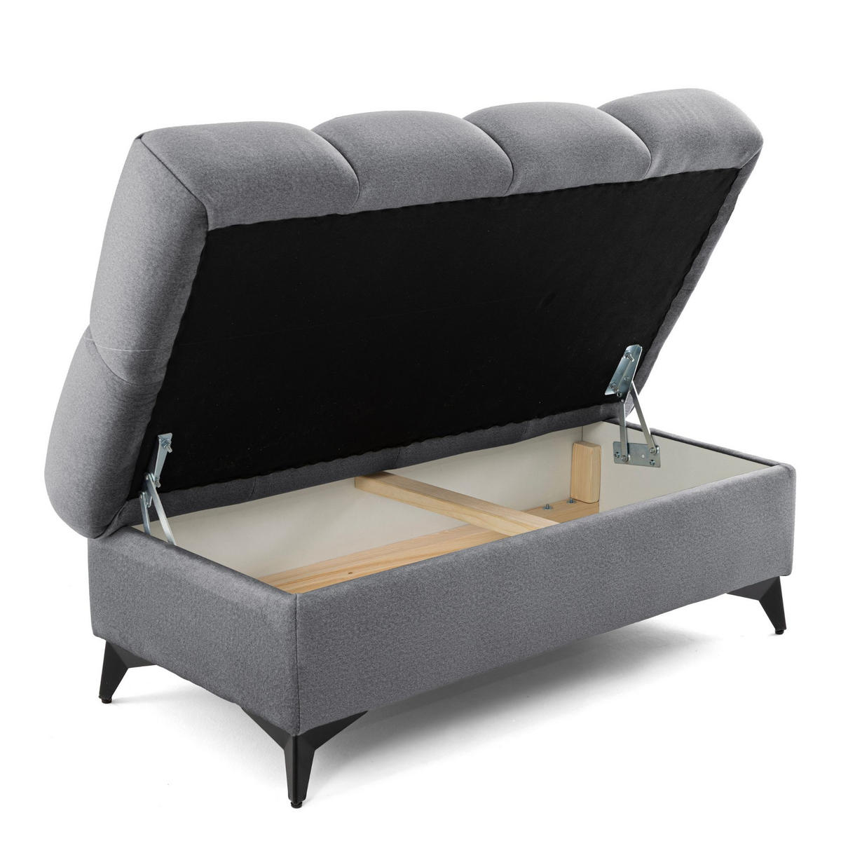 POUF PUDDING 110 x 60 cm Velours Dunkelgrau - Dunkelgrau/Schwarz, Holz/Textil (110/43/60cm) - Muffo