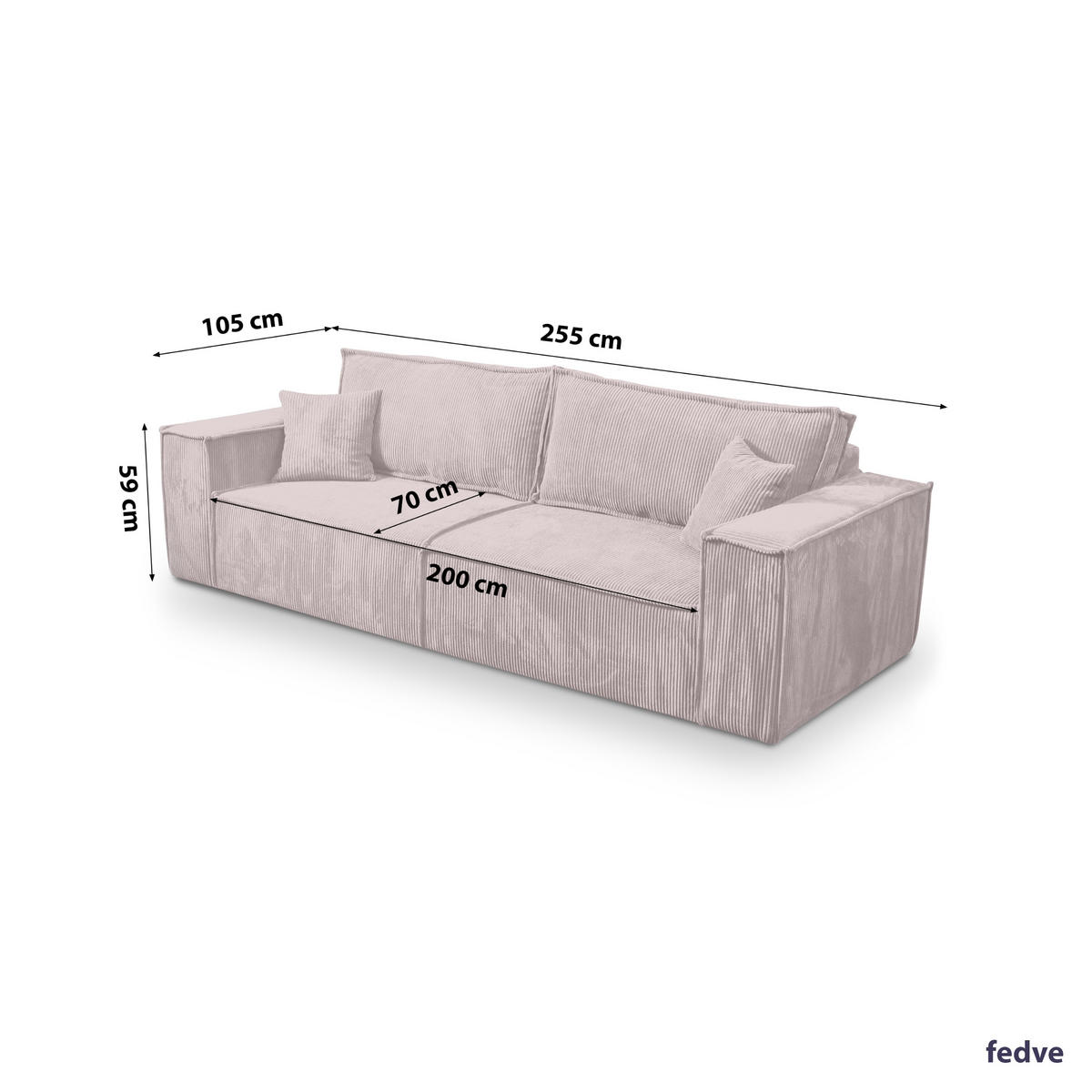 SCHLAFSOFA Sekwana Cappuccino (Poso 27) - Mokka, Textil (255/85/105cm) - Fedve