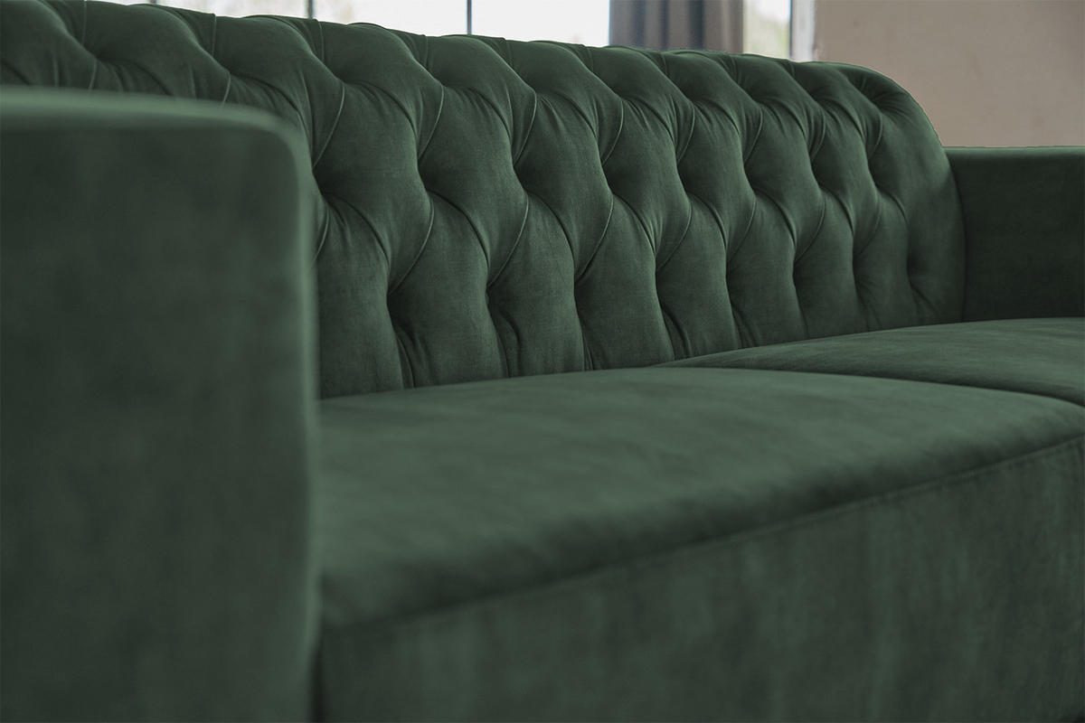 SOFA NILO Grün Velvet - Silberfarben/Grün, Textil (220/77/87cm) - KAWOLA