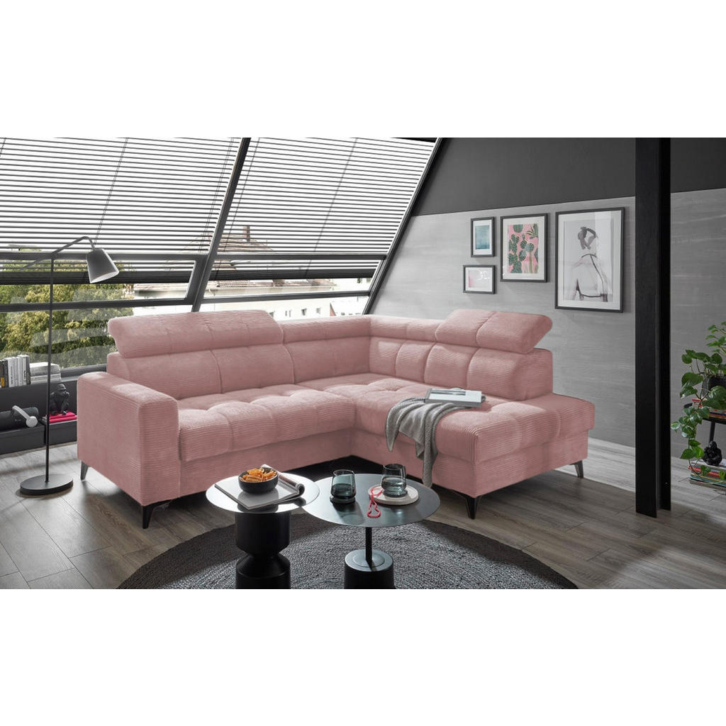 Thumbnail - ed exciting design Ecksofa, Rosa, Textil, 4-Sitzer, Ottomane rechts,L-Form, 243x200 cm, Wohnzimmer, Sofas & Couches, Woh...