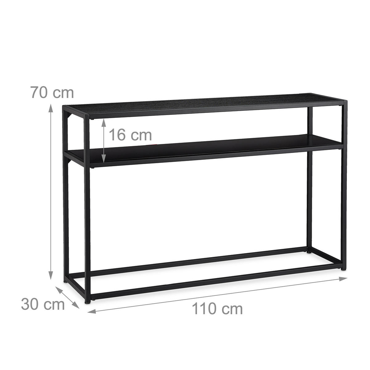 KONSOLENTISCH - Schwarz, Holzwerkstoff/Metall (30/110/70cm) - Relaxdays