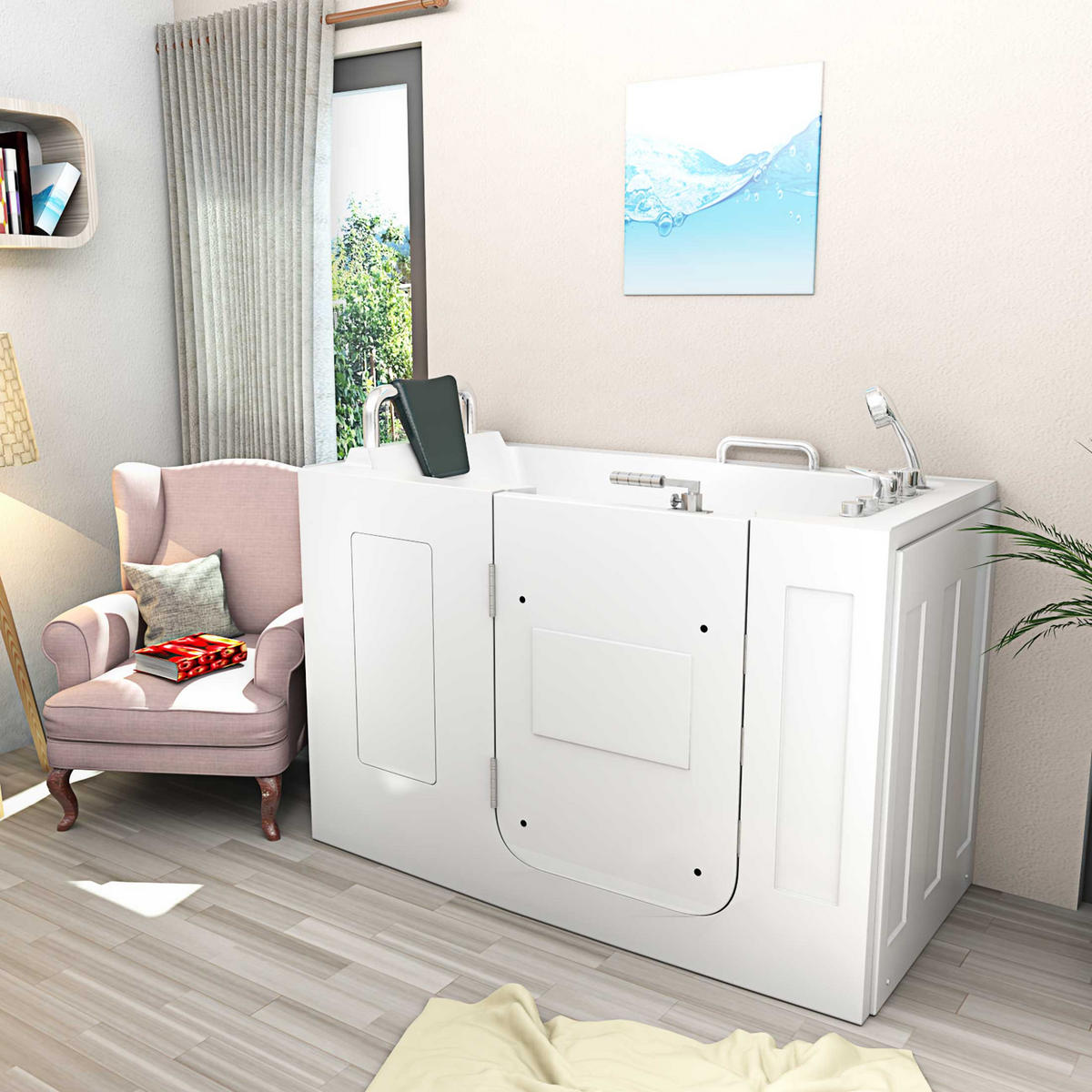 WHIRLPOOL-SENIORENWANNE S07WP-B-L Weiß - Weiß, Glas/Kunststoff (76/116/140cm) - AcquaVapore by Sandra Jentho