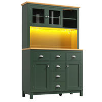 BUFFET DE-38438 104/40/180 cm mit LED-Beleuchtung und 4 Türen Grün - Grün, Holzwerkstoff (104/180/40cm) - ComfortXL