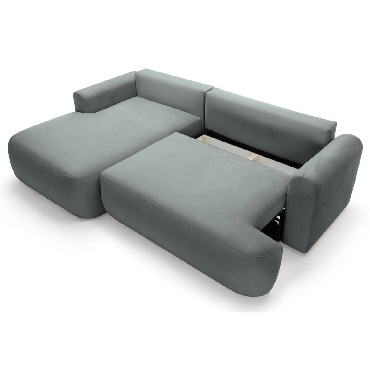 ECKSOFA Ovo Grau mit wasserabweisendem Samtbezug - Schwarz/Grau, Kunststoff/Textil (260/165cm) - Selsey