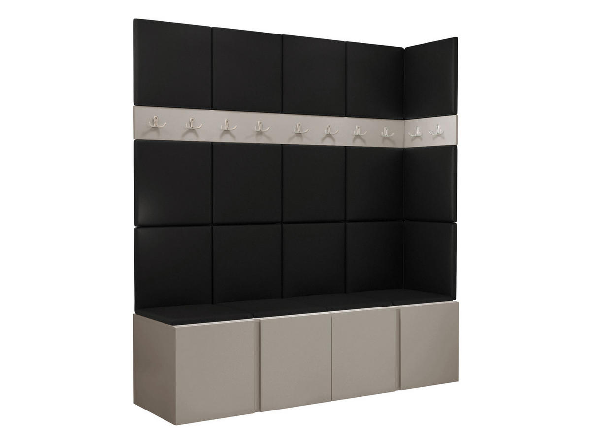 GARDEROBEN-SET Orion II - Kaschmir/Schwarz, Holzwerkstoff/Kunststoff (168/186/46cm) - MIRJAN24