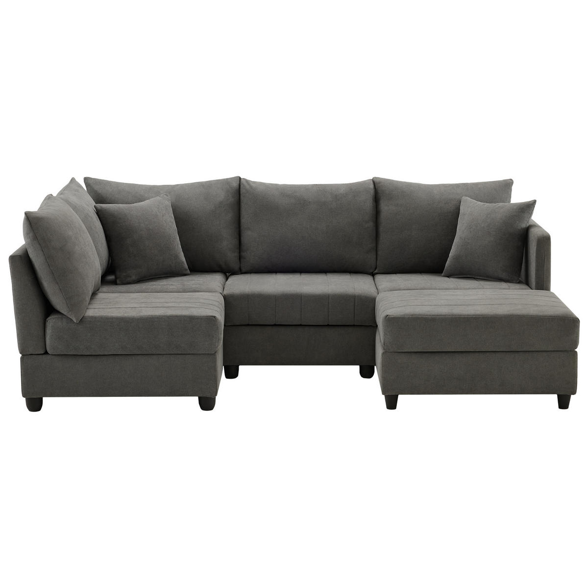 ECKSOFA 220/194/85 cm Grau mit umwandelbarem Fußhocker - Grau, Textil (220/194cm) - Oxeza