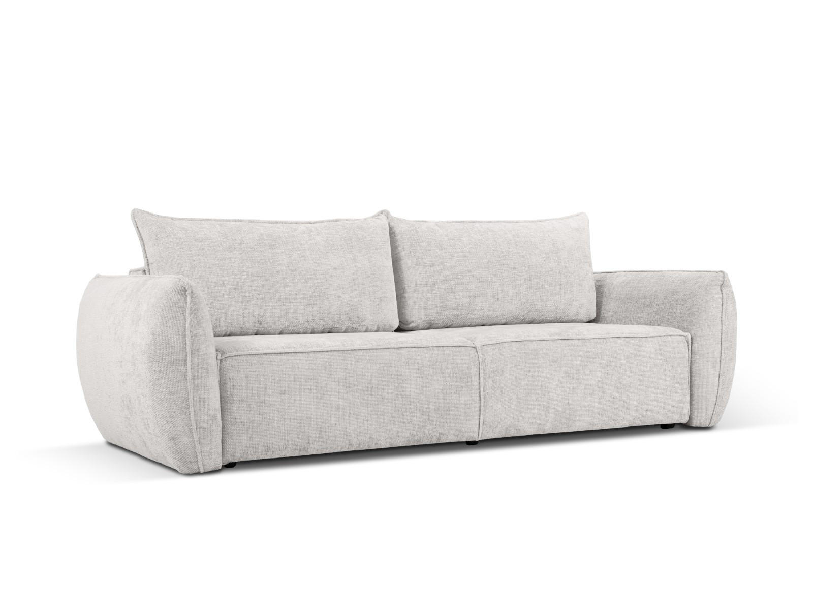 AUSKLAPPBARES-SOFA mit Bettkasten Kaelle aus Chenille-Stoff hellgrau 3 Sitzplätze - Hellgrau, Textil (97/91/244cm) - Micadoni