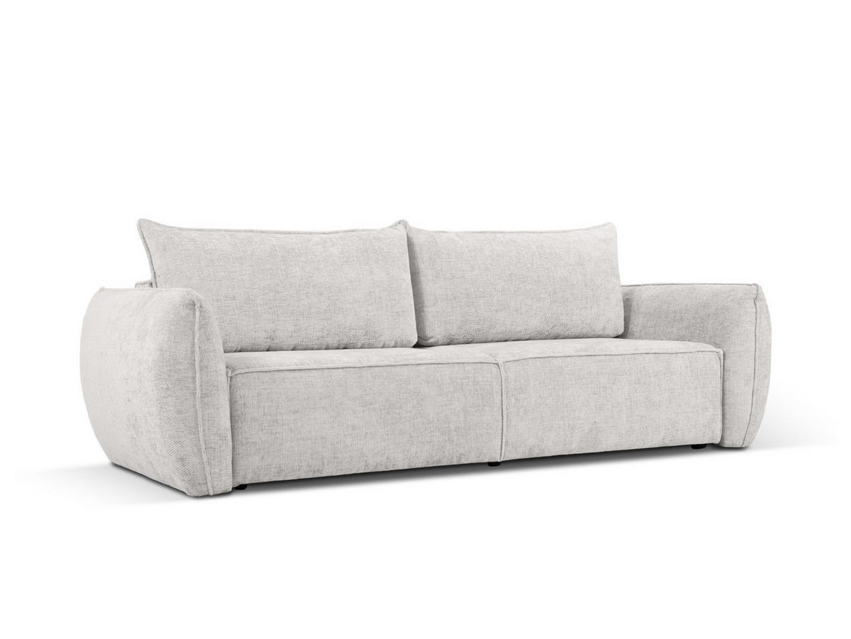 AUSKLAPPBARES-SOFA mit Bettkasten Kaelle aus Chenille-Stoff hellgrau 3 Sitzplätze - Hellgrau, Textil (97/91/244cm) - Micadoni