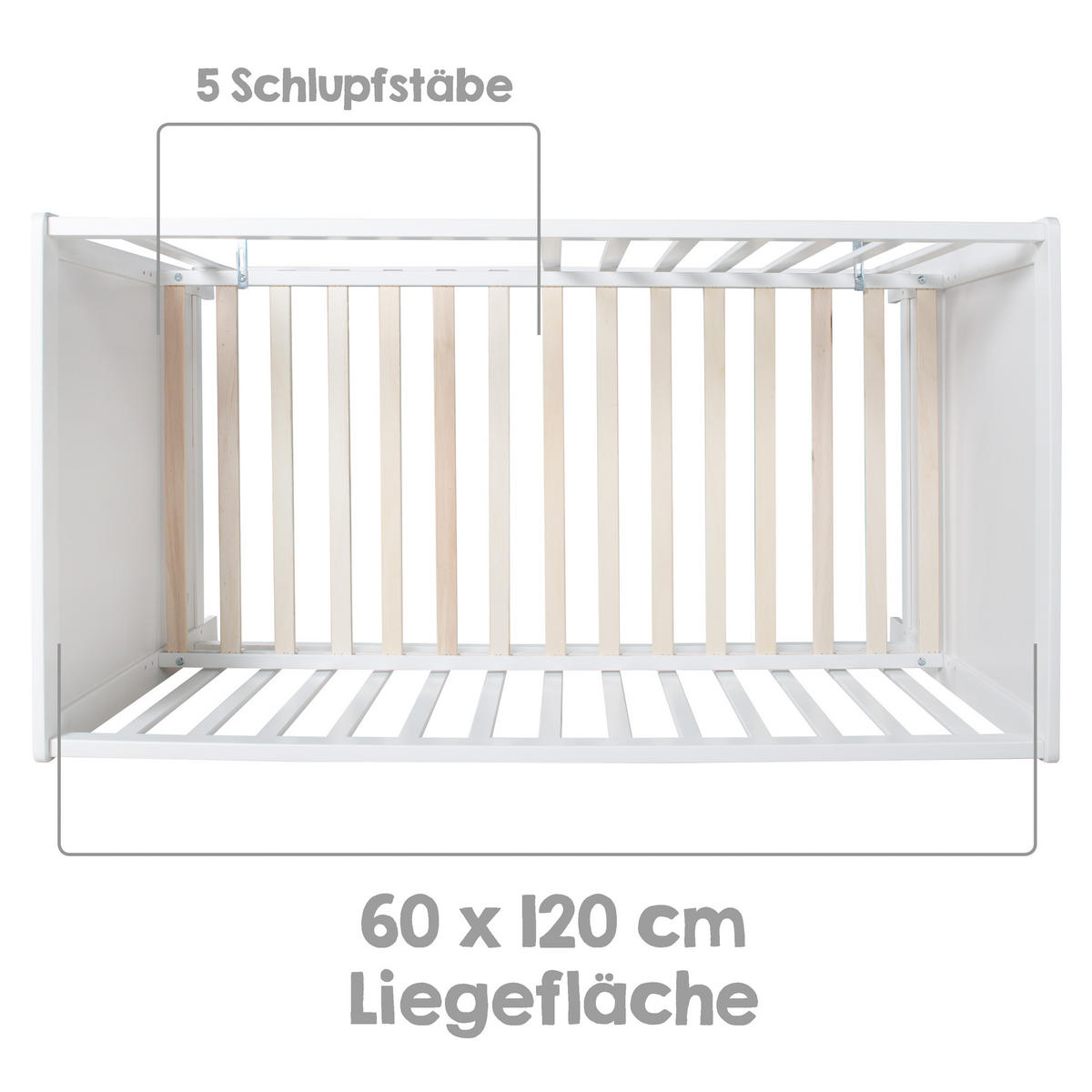 BABYBETT safe asleep 60 x 120 cm - Weiß, Holzwerkstoff (60/120cm) - Roba