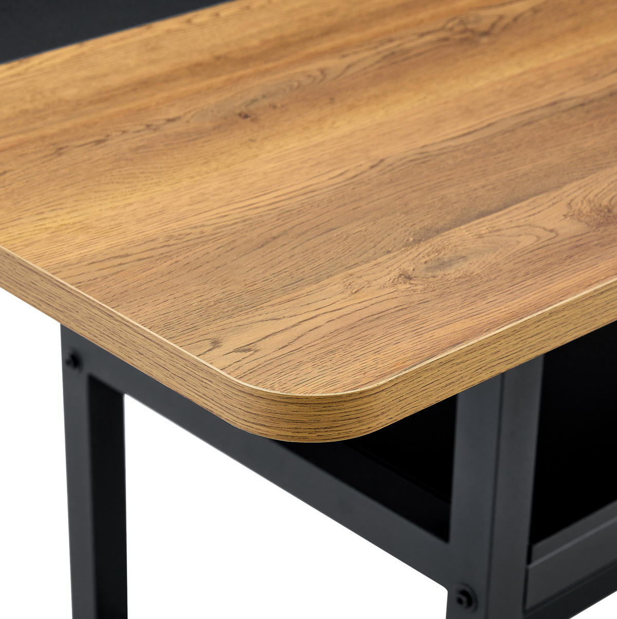 ESSTISCH 160/76/90 cm Schwarz/Braun aus MDF und Metall mit Ablagefach - Schwarz, Holzwerkstoff (160/90/76cm) - OKMYHOME