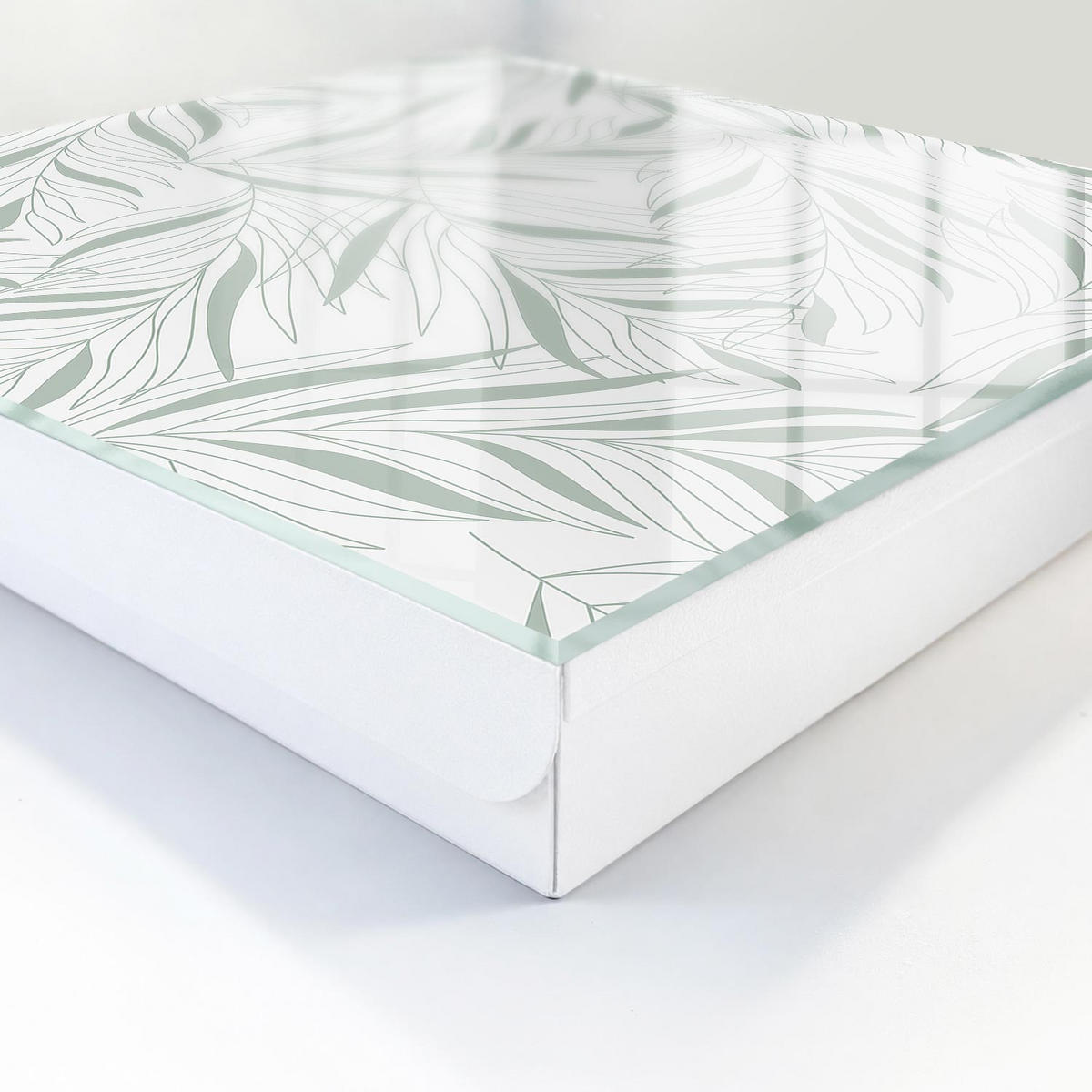 SCHLÜSSELBOX Weiß 30x30 cm – Türöffnung nach rechts - Blättermuster - Grau, Metall (30/30/5cm) - TULUP