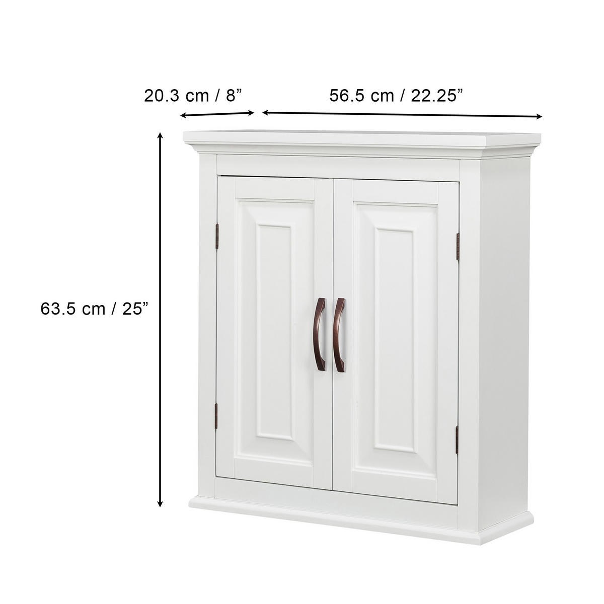 WANDBADSCHRANK mit verstellbaren, 64cm, Weiß - Weiß, Holzwerkstoff (20/64/57cm) - Teamson Home